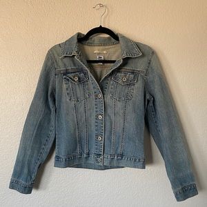 Gap Factory Womens Size M Stretch Distressed Denim Jean Button Down Jacket
